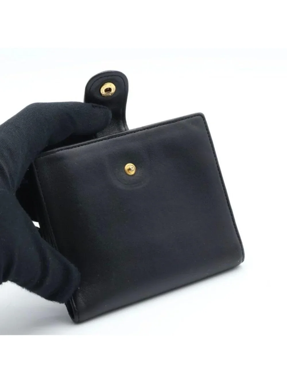 Chanel Jumbo CC Logo Hook Bifold Wallet Lambskin Black